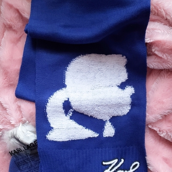 Karl Lagerfeld Knit Scarf Blue - Picture 4 of 5